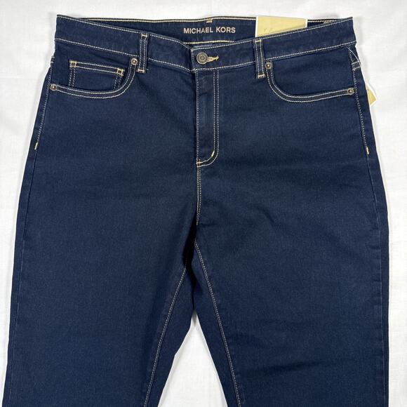 Michael Kors Denim - Michael Kors Womens Izzy Skinny Ankle Mid Rise Stretch Dark Rinse Crop Jeans S14